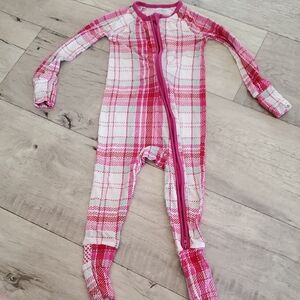 Baby Girl Pink Plaid Zip-Front One-Piece Pj Sleeper
